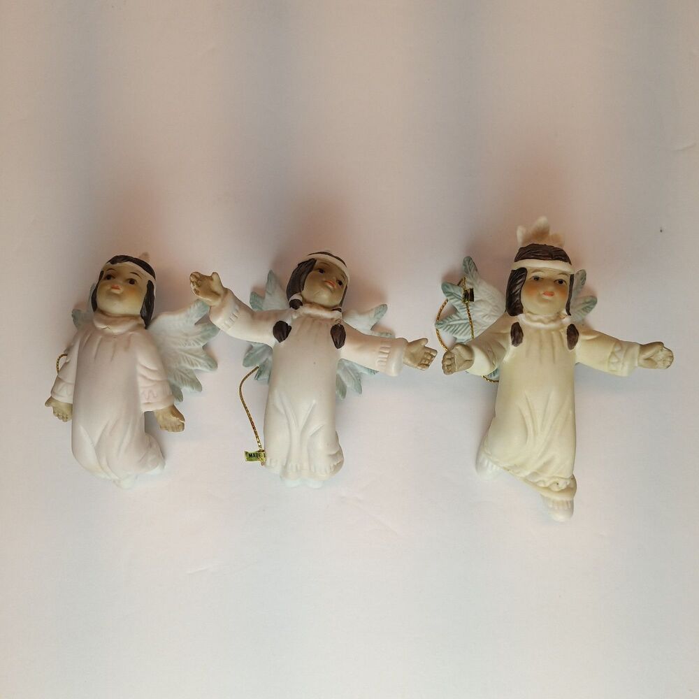 Vintage House Of Lloyd Christmas Set Of 3 Native American Angels Ornaments 1993